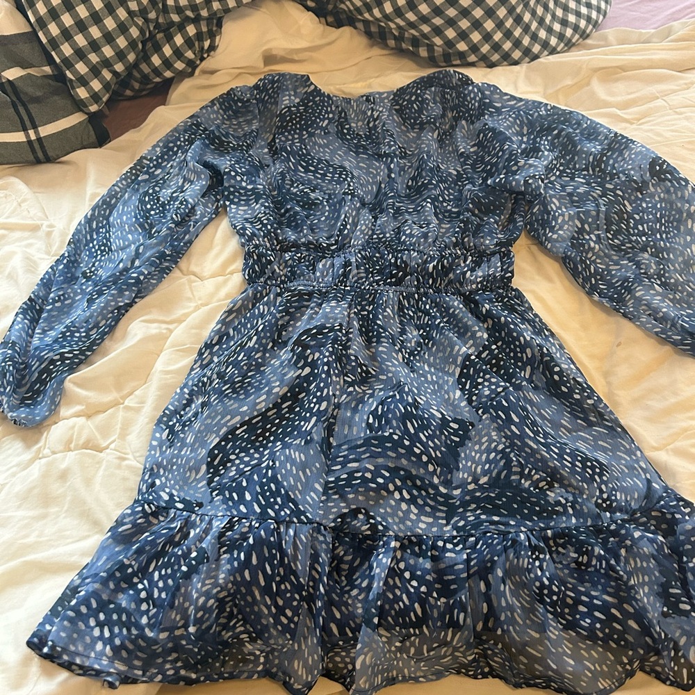 Aqua Blue Ruffled Tiered Sundress with Bishop Sleeves